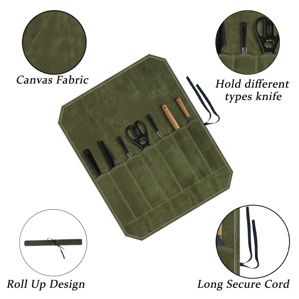 Waxed Canvas Chef Knife Roll – Rugged. Reliable