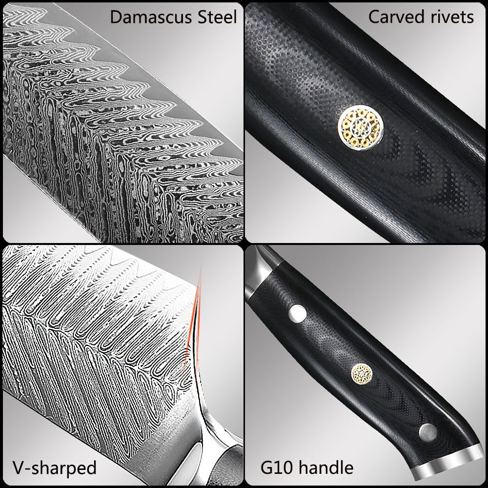 5-Piece Damascus Chef Knife Set with Carry Bag