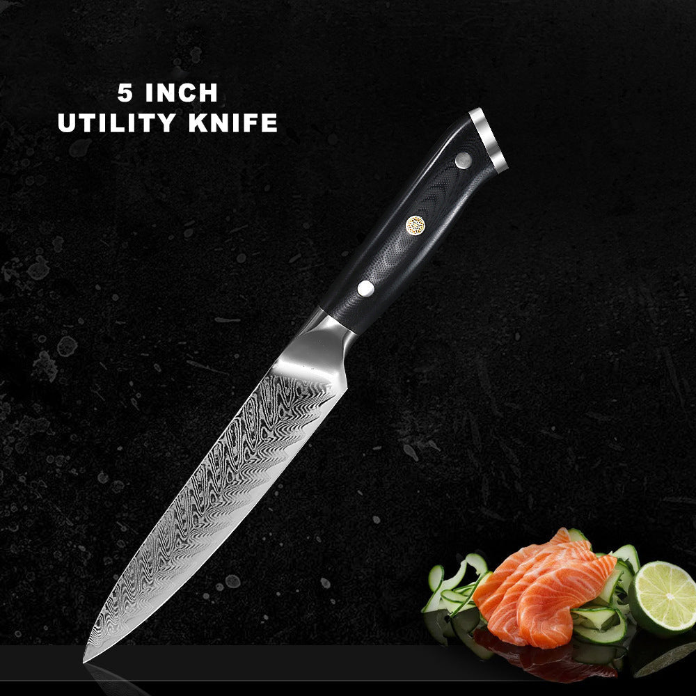 5-Piece Damascus Chef Knife Set with Carry Bag
