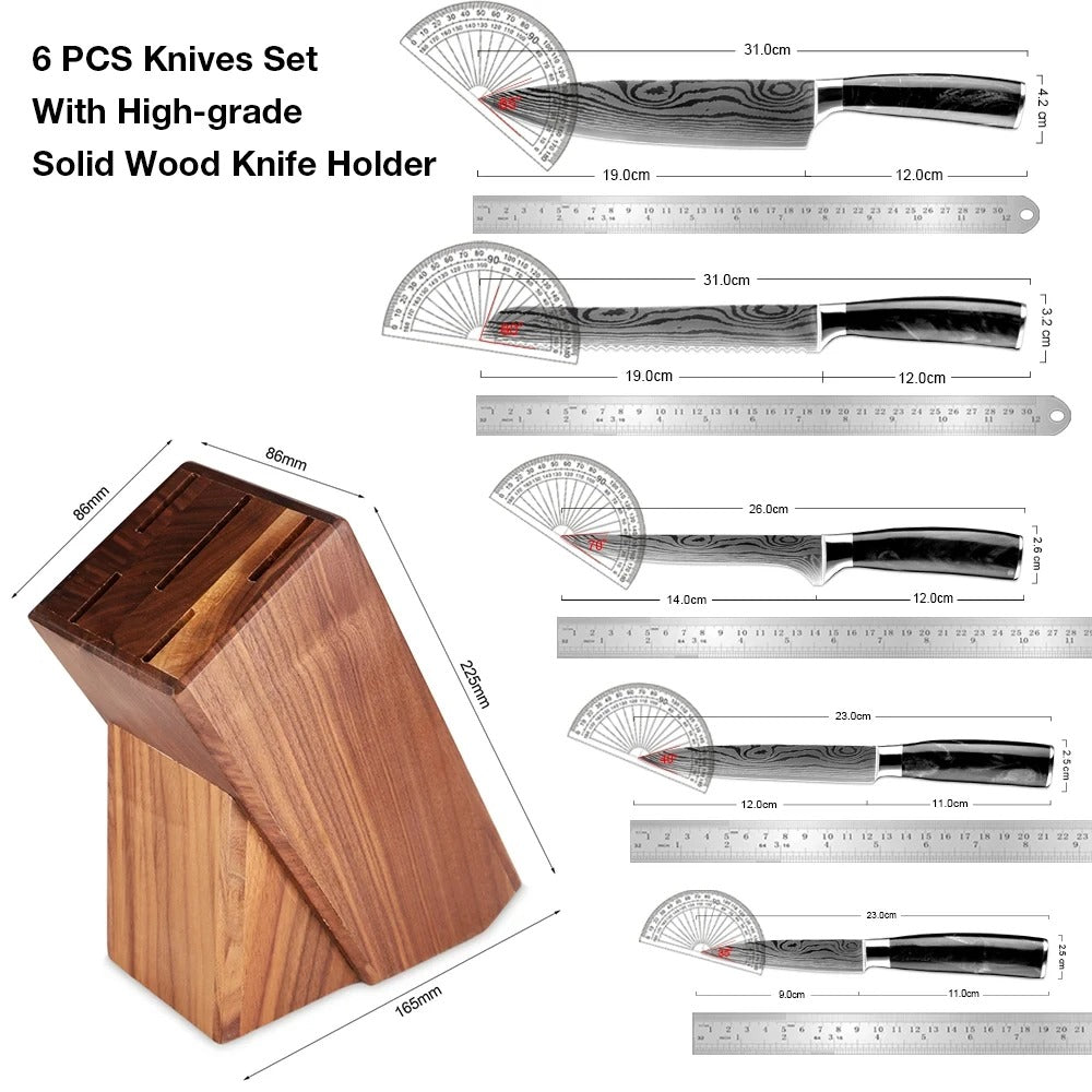 6-Piece Kitchen Knives Set with Knife Block