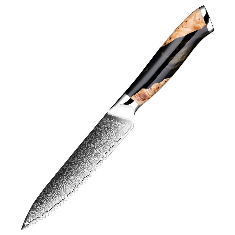 6-Piece Serrated Damascus Steak Knife Set