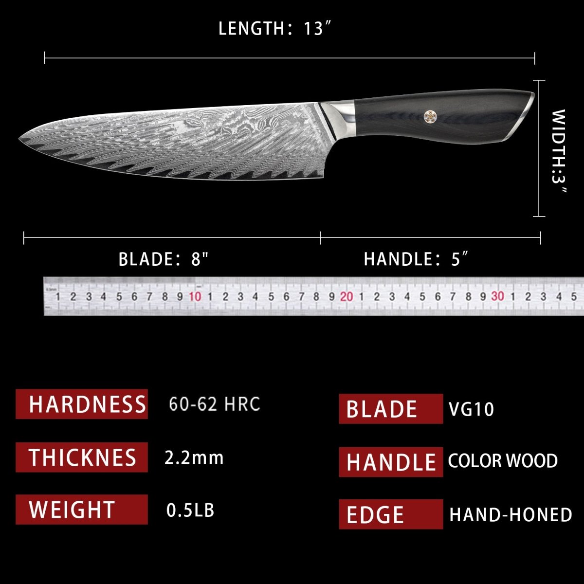 8 Inch Japanese Damascus Chef Knife