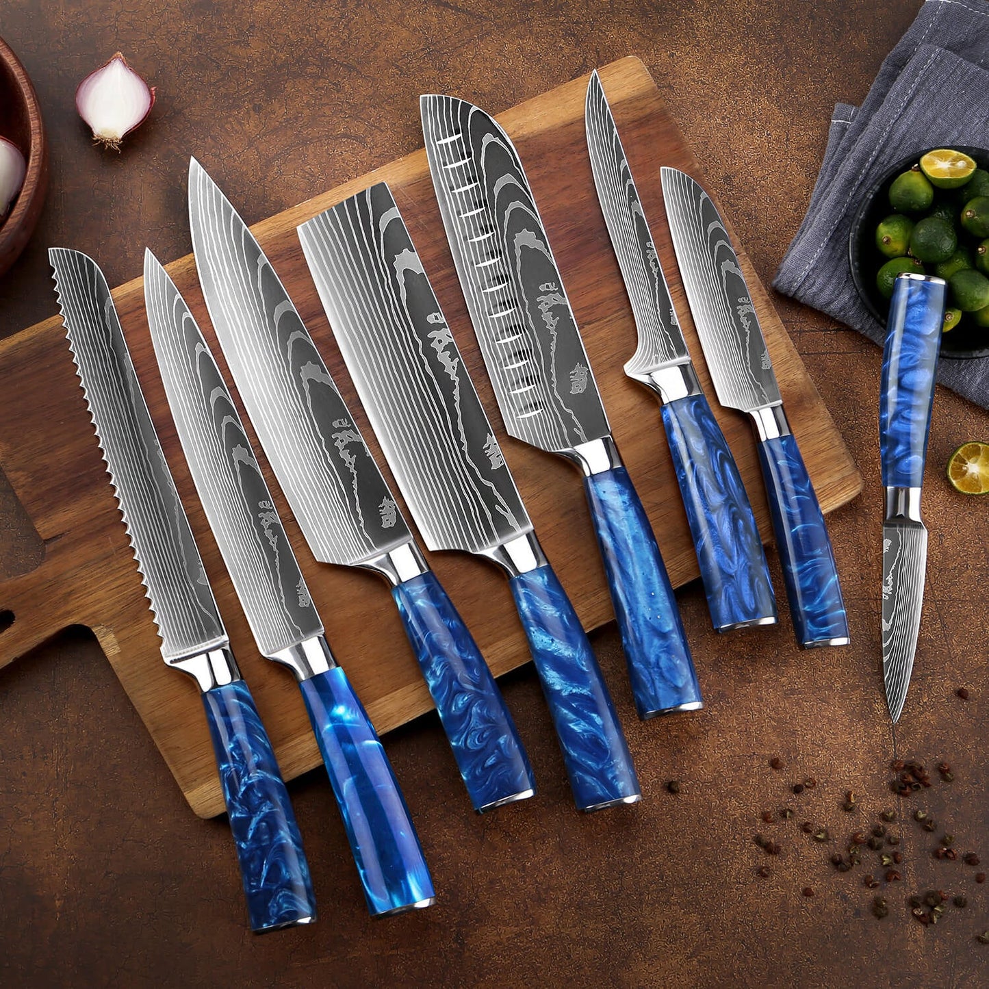 "Cerulean" 16-Piece Japanese Knife Block Set
