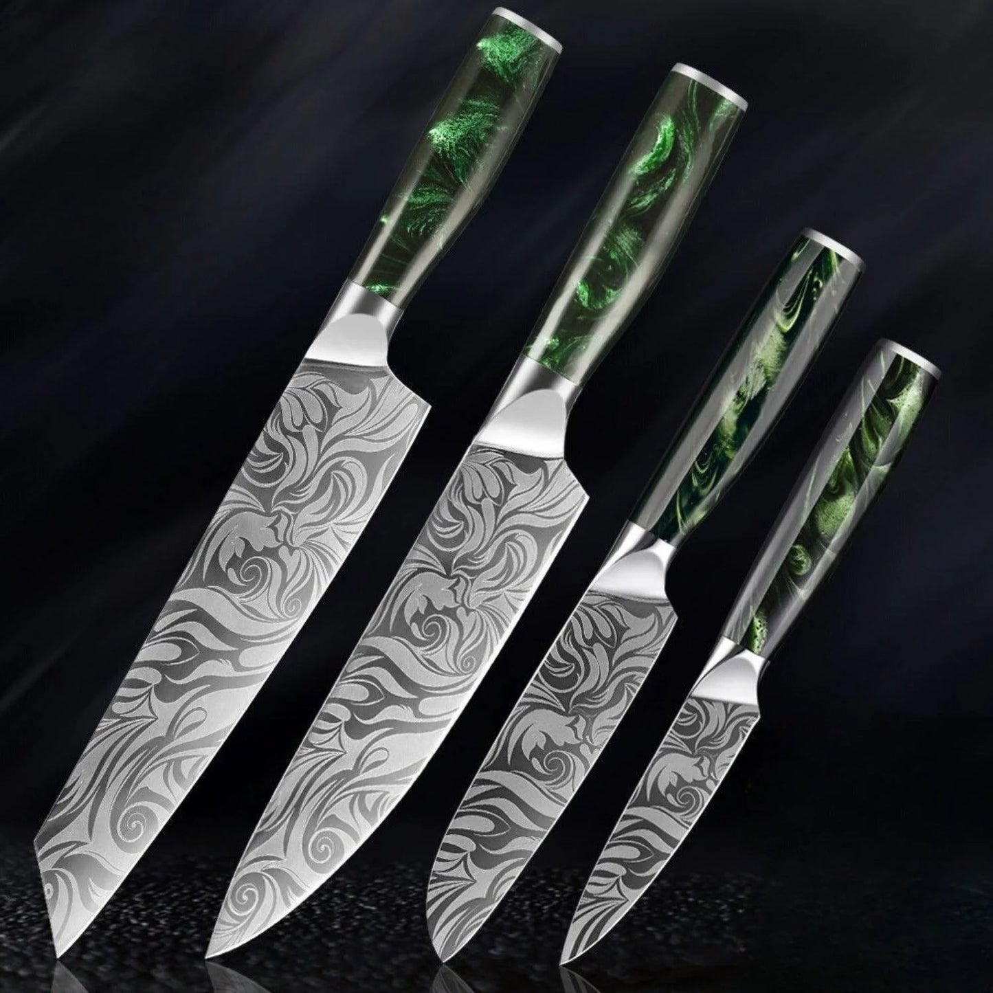 "Wasabi" Collection - Premium Japanese Kitchen Knife Set with Green Resin Handle