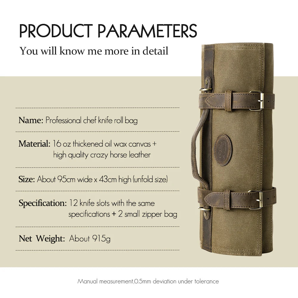 Knife Roll Bag Premium Leather Crafted