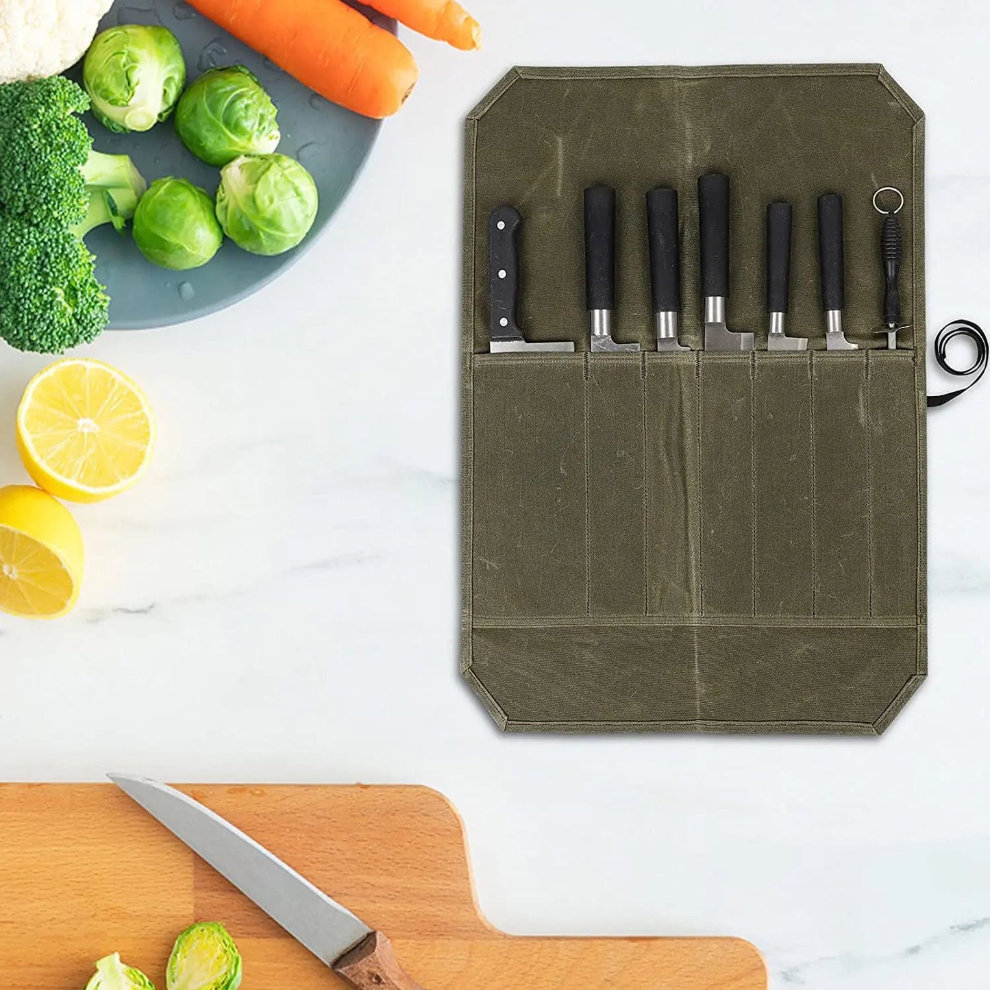 Waxed Canvas Chef Knife Roll – Rugged. Reliable