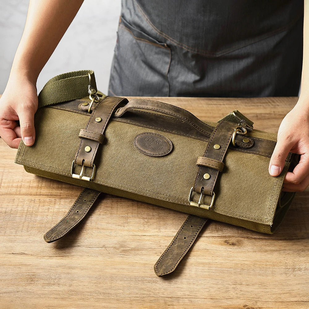 Knife Roll Bag Premium Leather Crafted