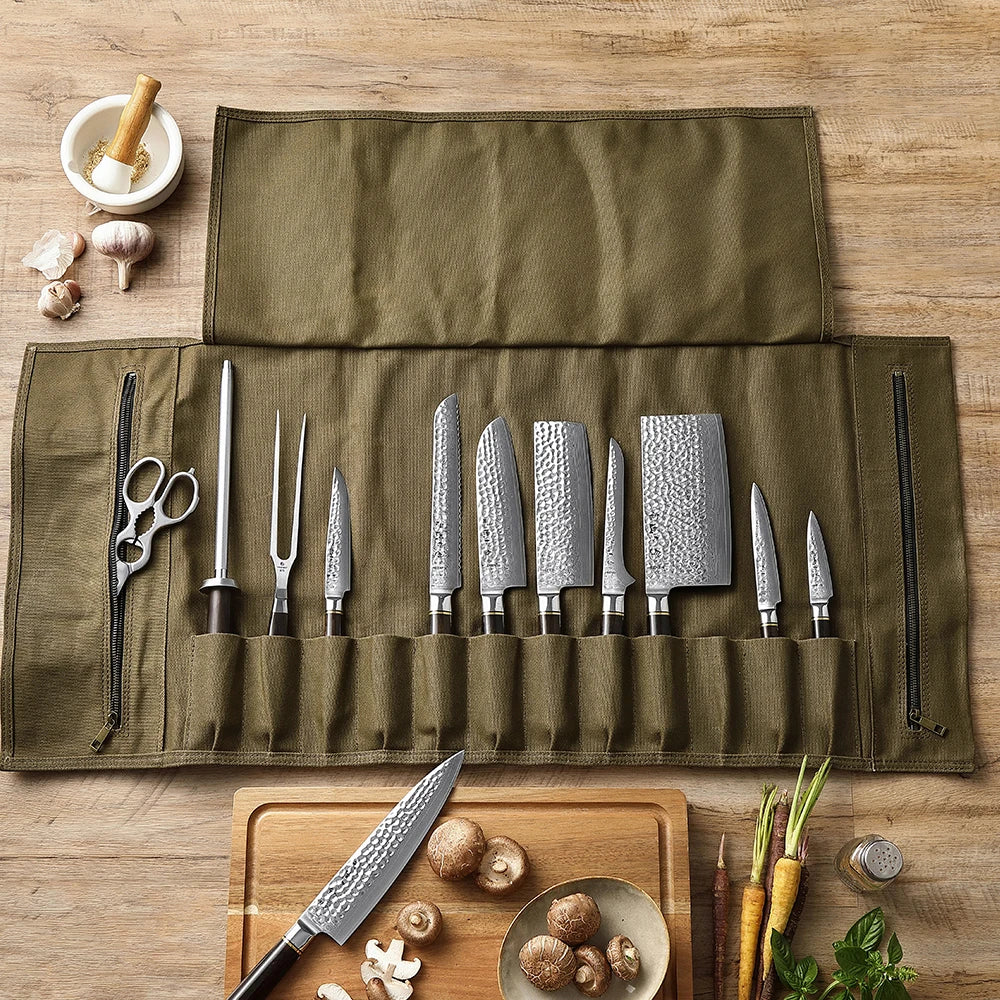 Knife Roll Bag Premium Leather Crafted