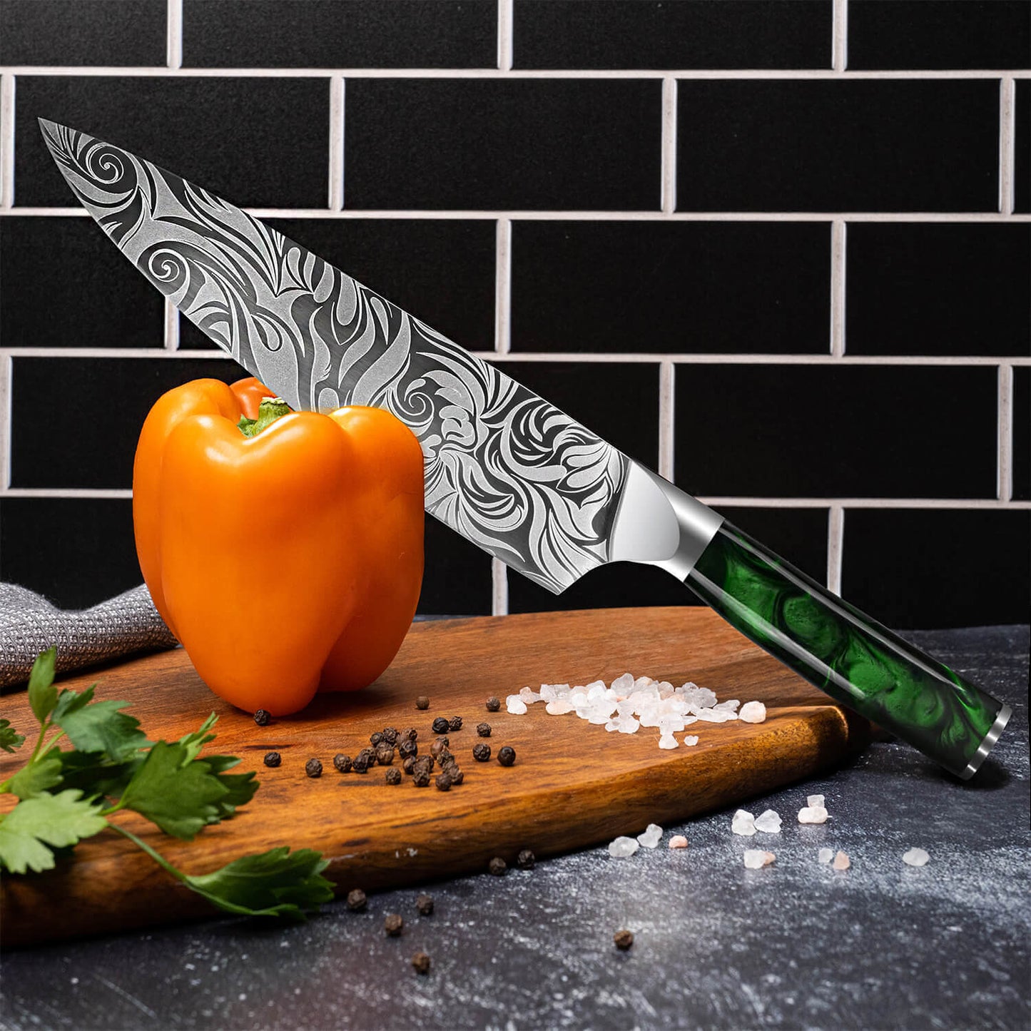 "Wasabi" Collection - Premium Japanese Kitchen Knife Set with Green Resin Handle