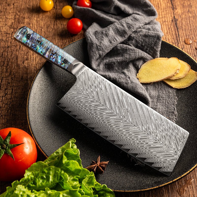 Damascus Cleaver - 8 inch VG-10 Steel