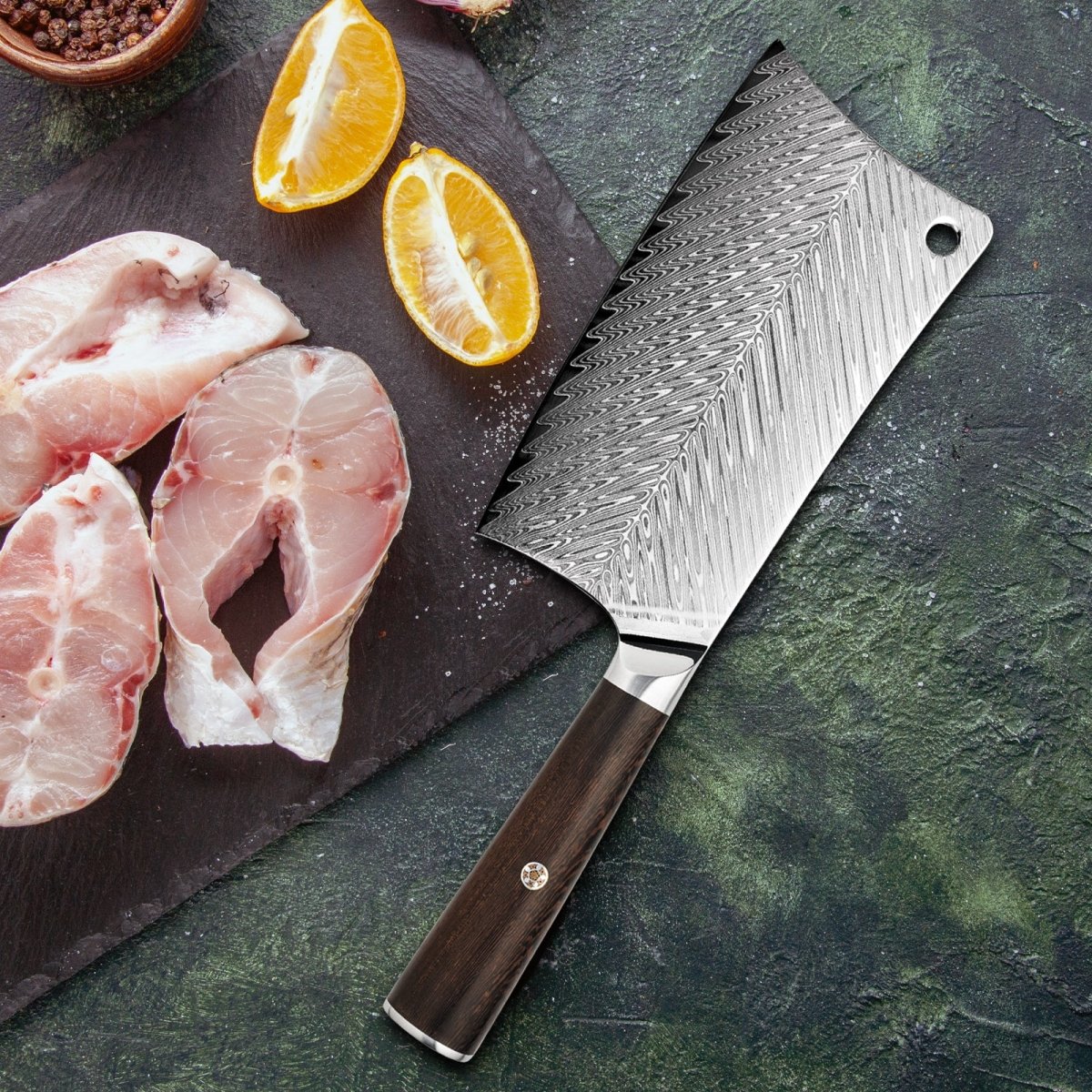 Damascus Cleaver 8" VG-10 Steel Butcher Knife