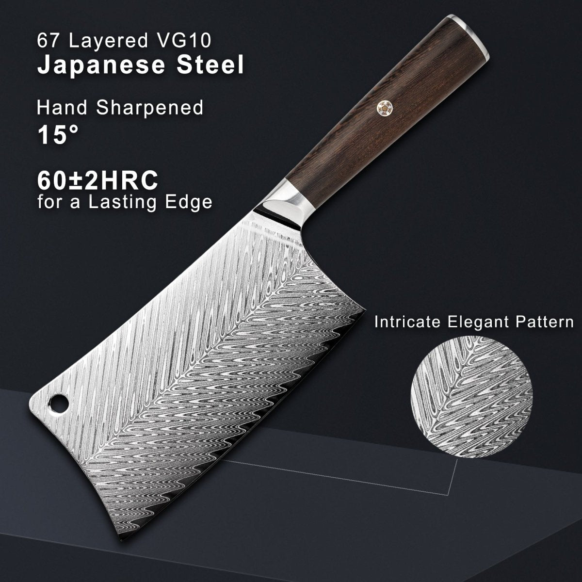 Damascus Cleaver 8" VG-10 Steel Butcher Knife