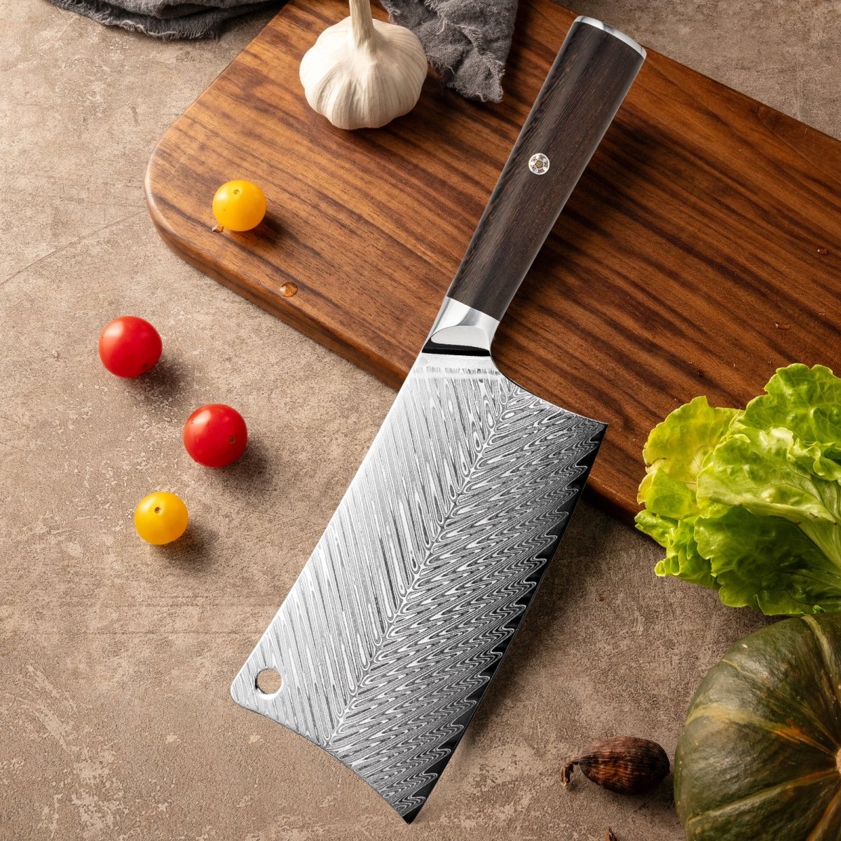 Damascus Cleaver 8" VG-10 Steel Butcher Knife