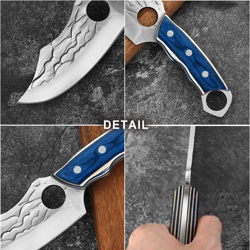 Hand Forged Boning Cleaver Butcher Knife With Leather Sheath