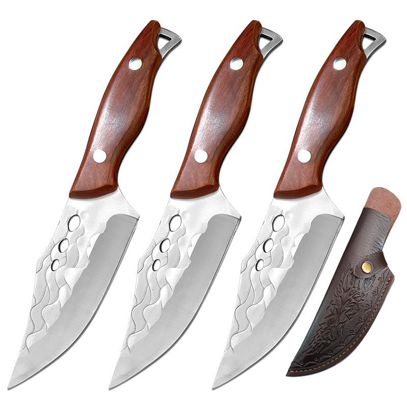 Hand Forged Boning Cleaver Butcher Knife With Leather Sheath