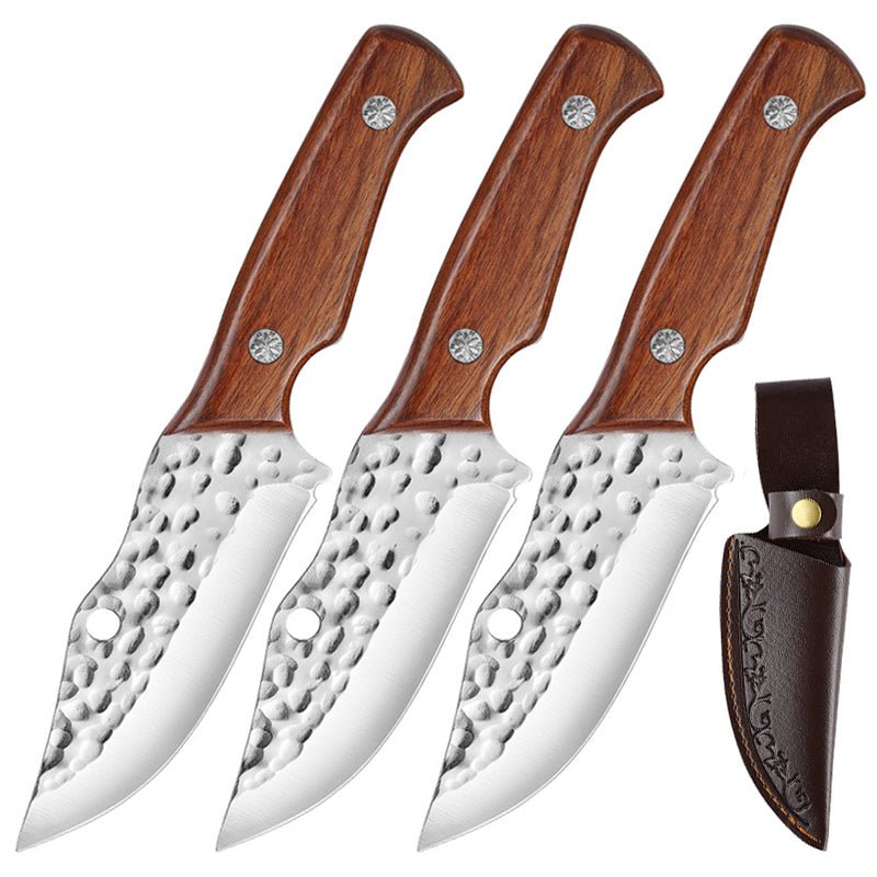Hand Forged Boning Cleaver Butcher Knife With Leather Sheath