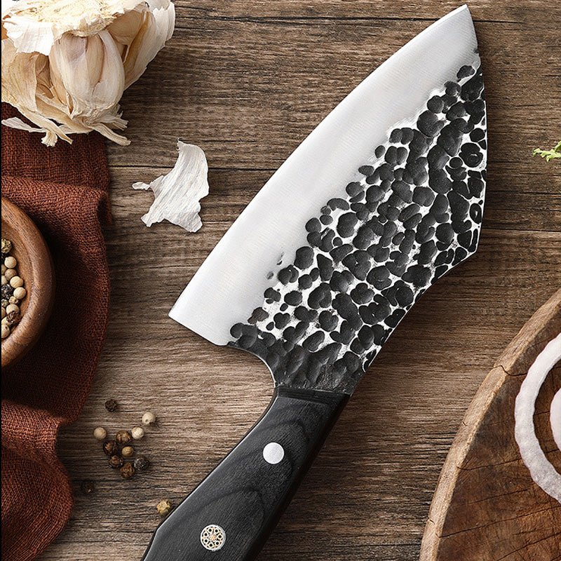 Hand Forged Meat Cleaver Knife With Leather Sheath, 6 Inch, 2-Piece