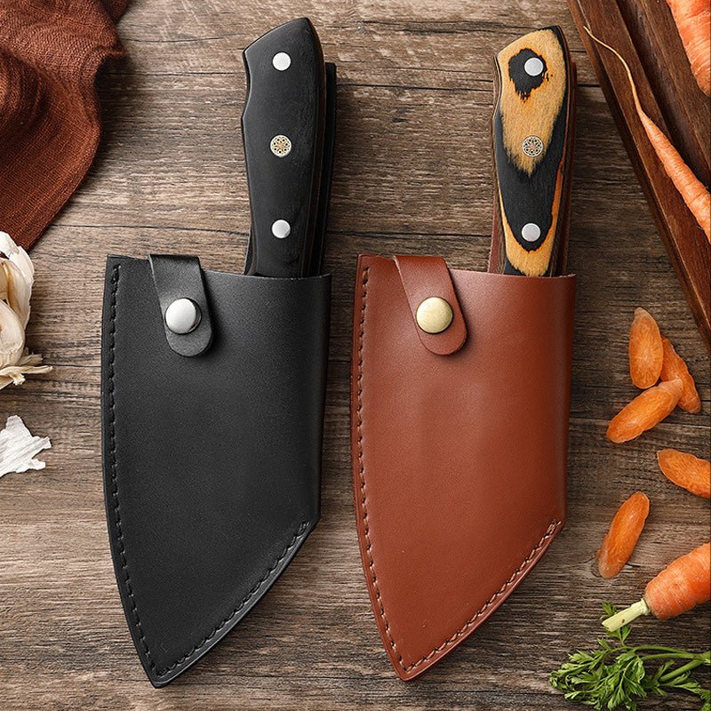 Hand Forged Meat Cleaver Knife With Leather Sheath, 6 Inch, 2-Piece
