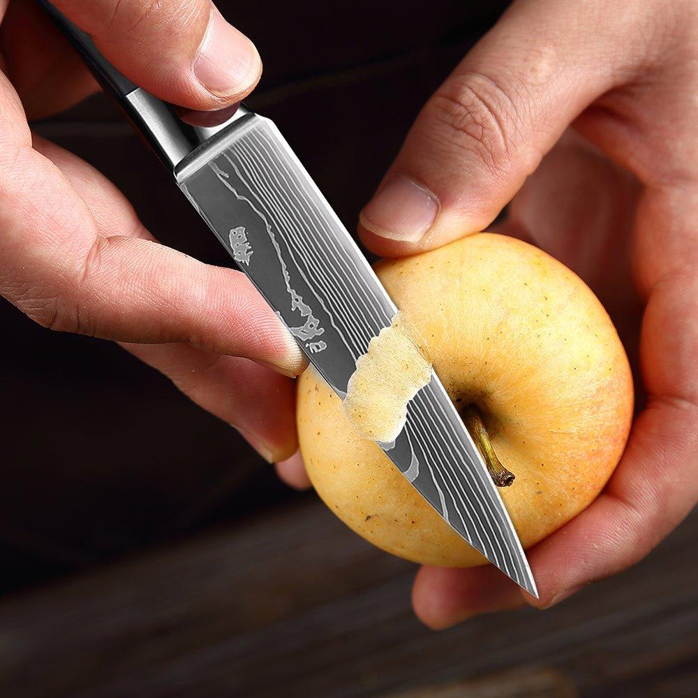 Professional Chef Knives Set - Premium Japanese Kitchen Knife Set with Damascus Pattern
