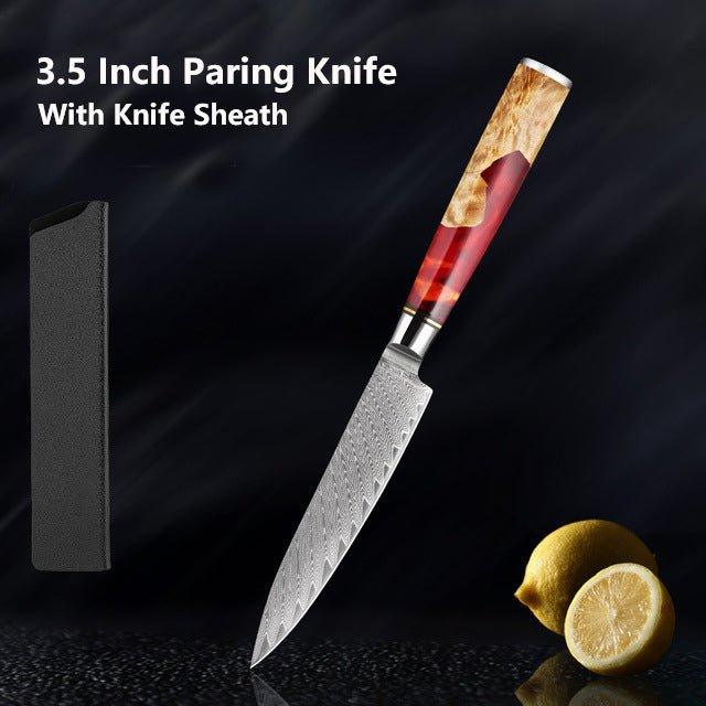 4 Piece Japanese Damascus Chef Knife Set