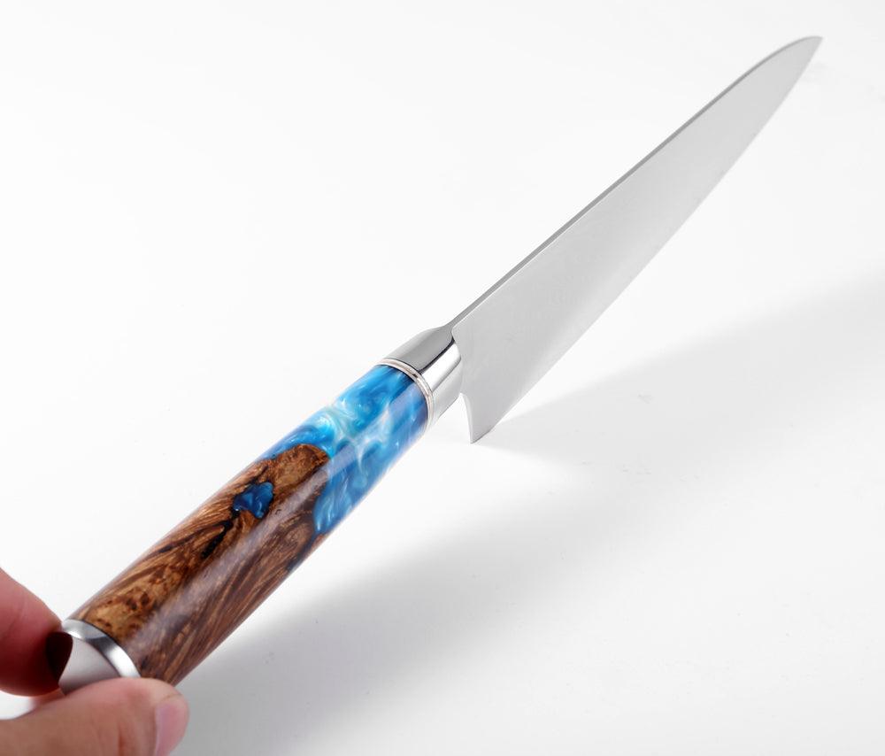 Damascus Steel 8'' Chef Knife with Blue Resin Handle