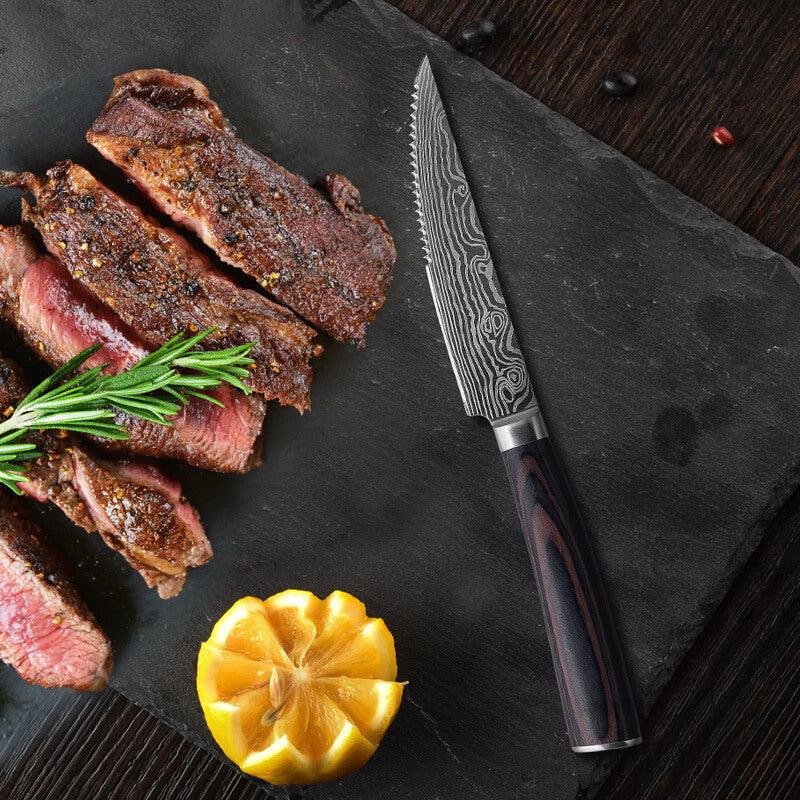 Japanese Steak Knife Set, 5 Inch Serrated Steak Knives