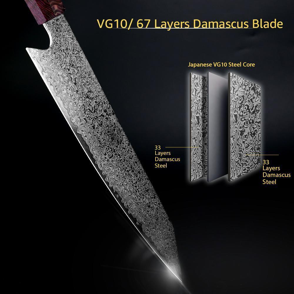 Japanese Damascus Kitchen Knives, 8 Inch VG10 Damascus Steel Chef knife