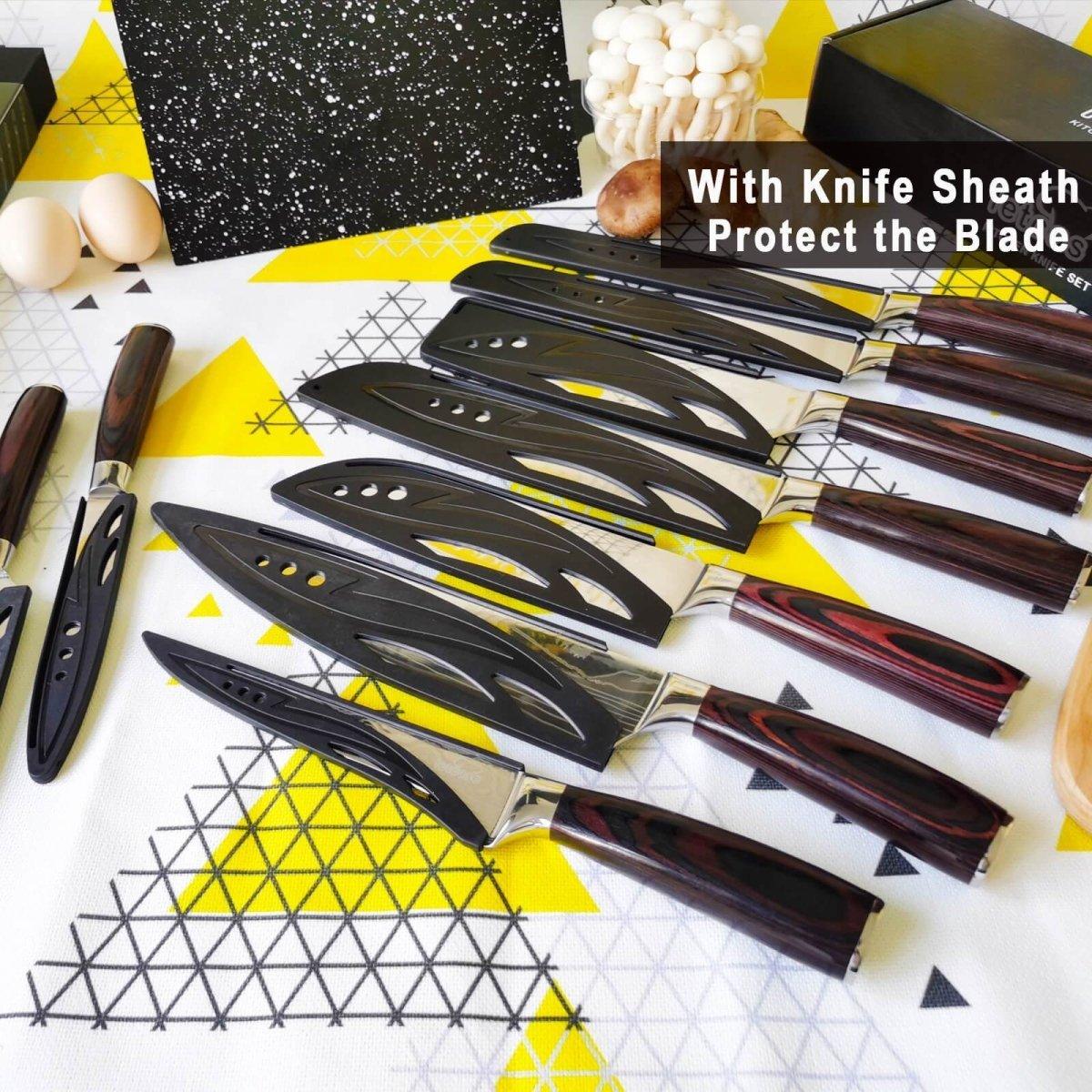 Professional Chef Knives Set - Premium Japanese Kitchen Knife Set with Damascus Pattern