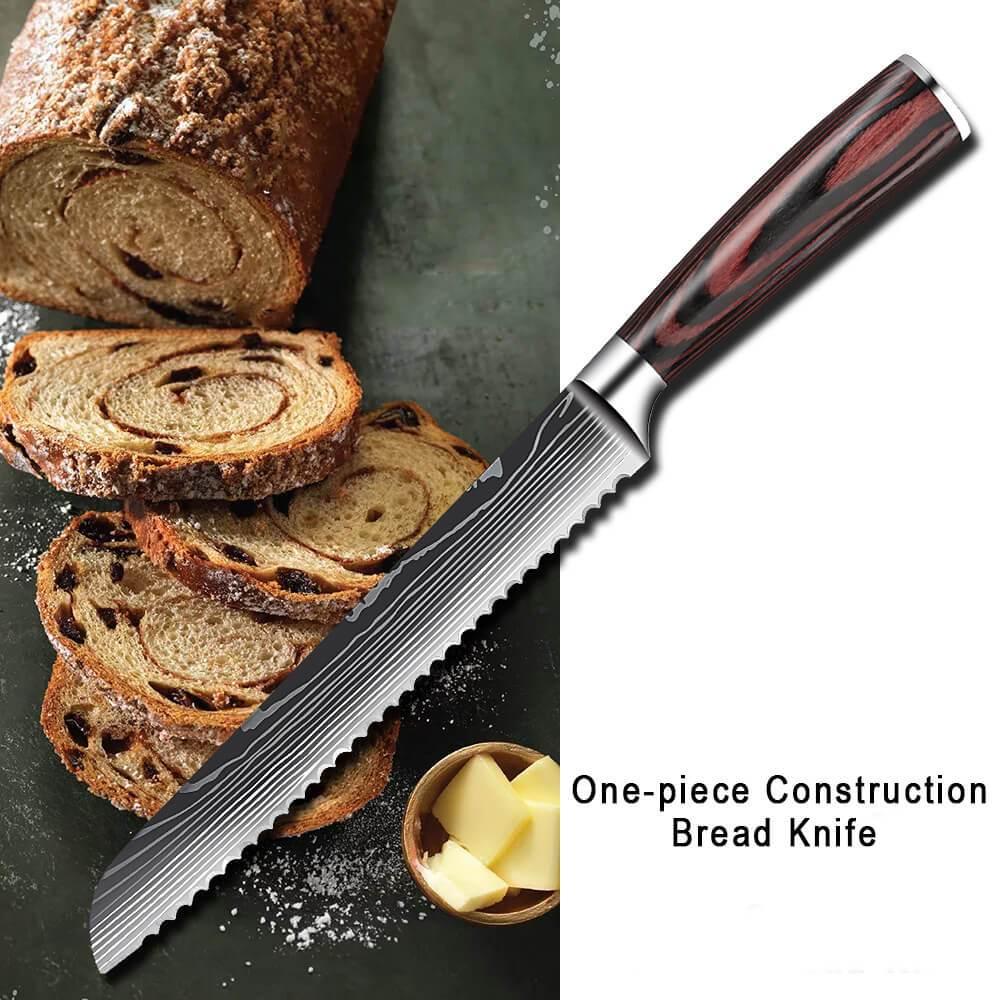 Professional Chef Knives Set - Premium Japanese Kitchen Knife Set with Damascus Pattern