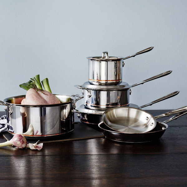 Close-up of All-Clad Copper Core 6-Piece Non-Stick Cookware Set