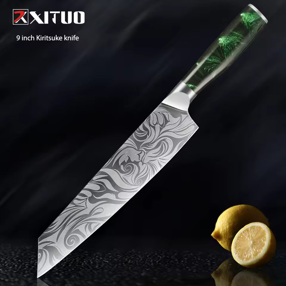 "Wasabi" Collection - Premium Japanese Kitchen Knife Set with Green Resin Handle