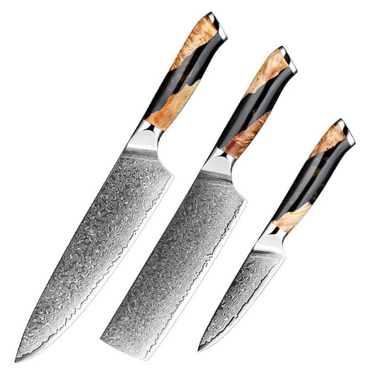 3-Piece Damascus Knife Set - Starter Knife Set