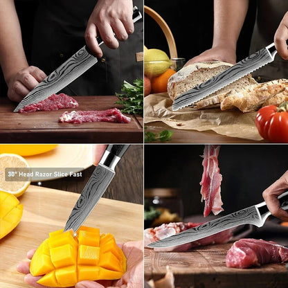 6-Piece Kitchen Knives Set with Knife Block
