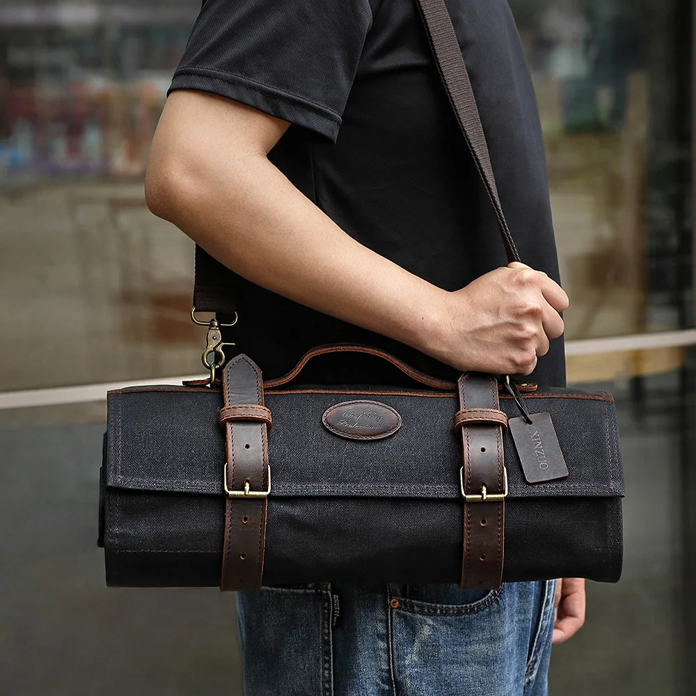 Knife Roll Bag Premium Leather Crafted