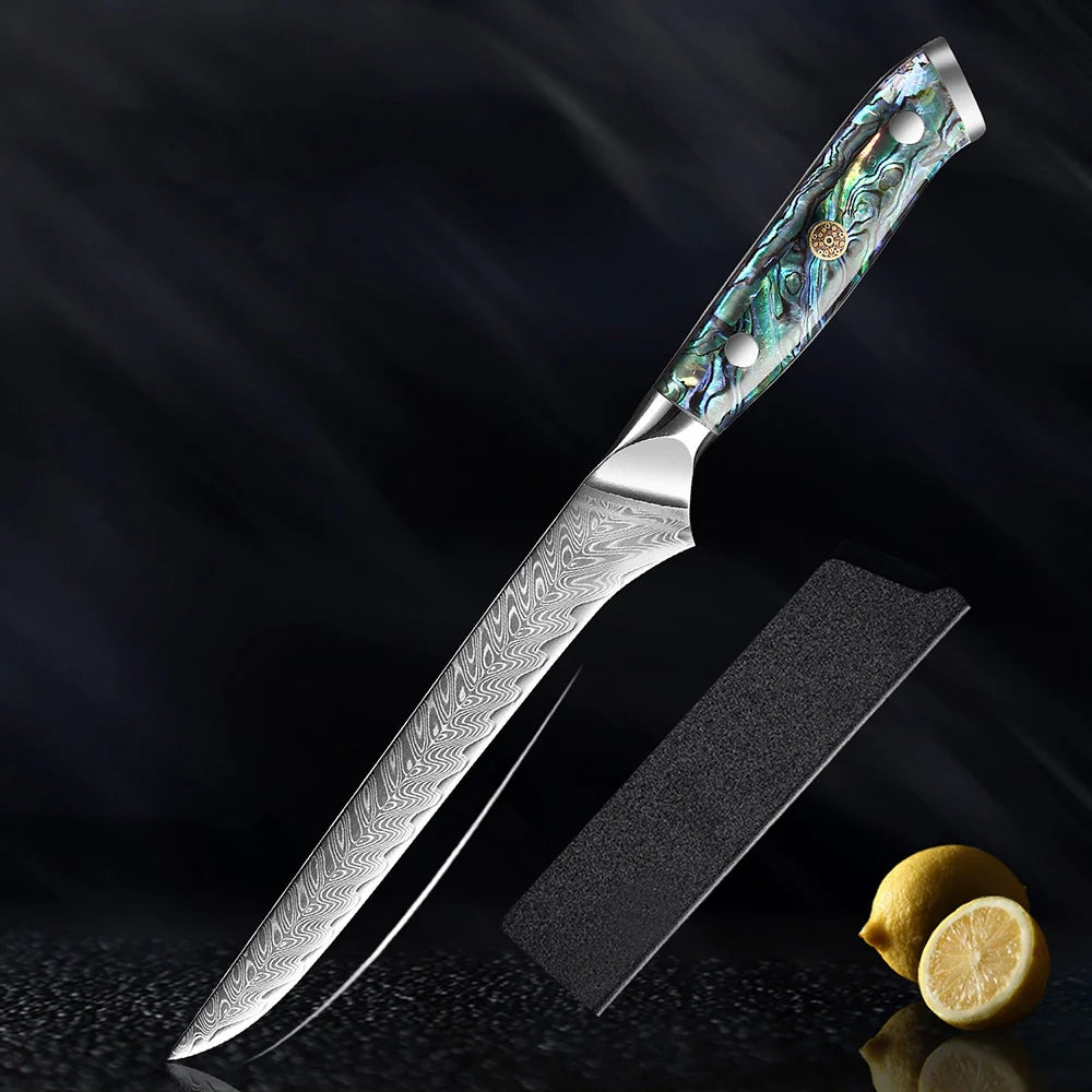 HECTOR - Damascus Steel Kitchen Knife with Abalone Handle