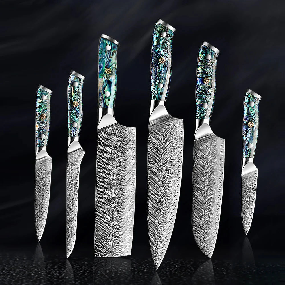 HECTOR - Damascus Steel Kitchen Knife with Abalone Handle