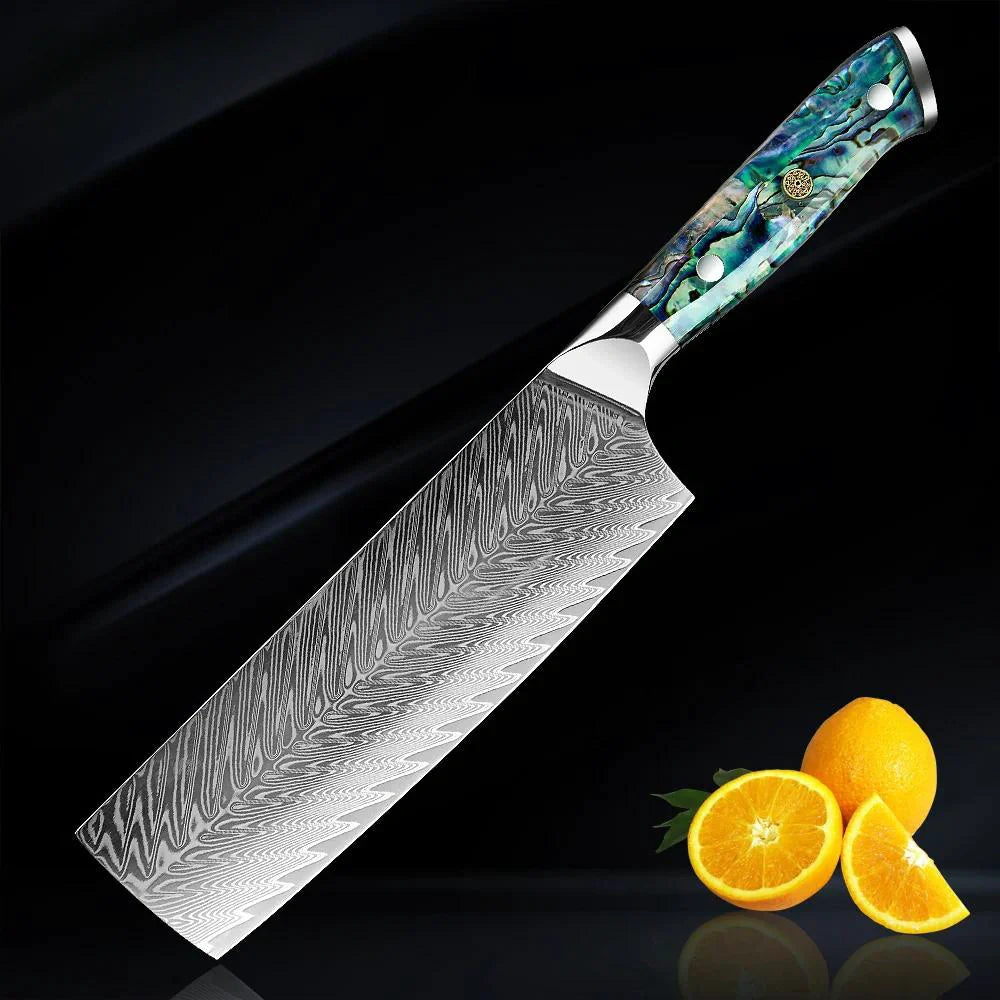 HECTOR - Damascus Steel Kitchen Knife with Abalone Handle