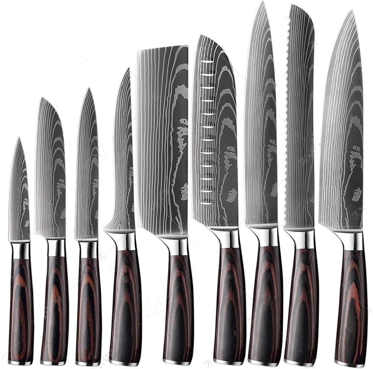 9-Piece Professional Japanese Stainless Steel Kitchen Knife Set