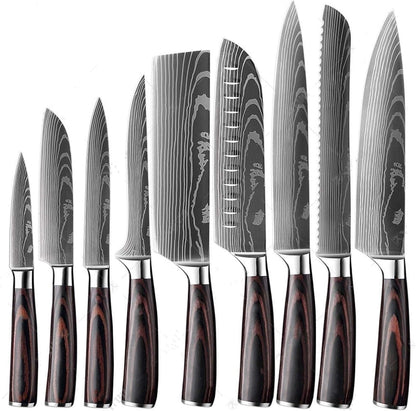 9-Piece Professional Japanese Stainless Steel Kitchen Knife Set