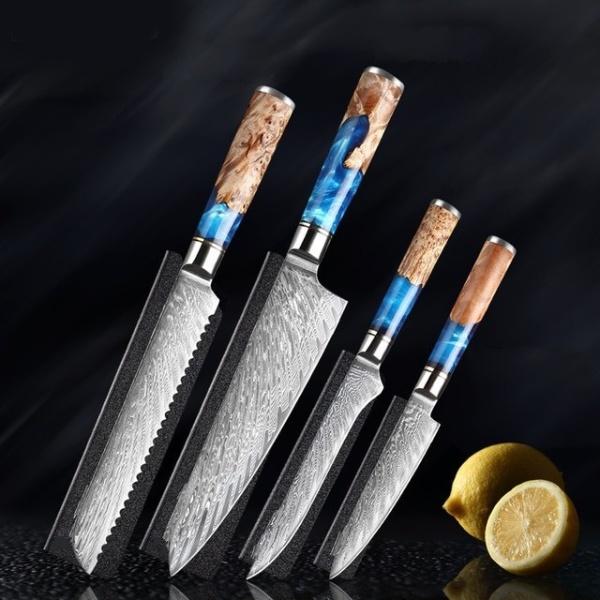 Hector Japanese Damascus Steel Kitchen Knife Set With Resin Handle