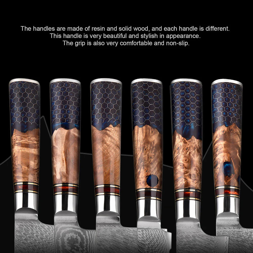 Hanikamu VG10 Damascus Chef Knife Set Honeycomb