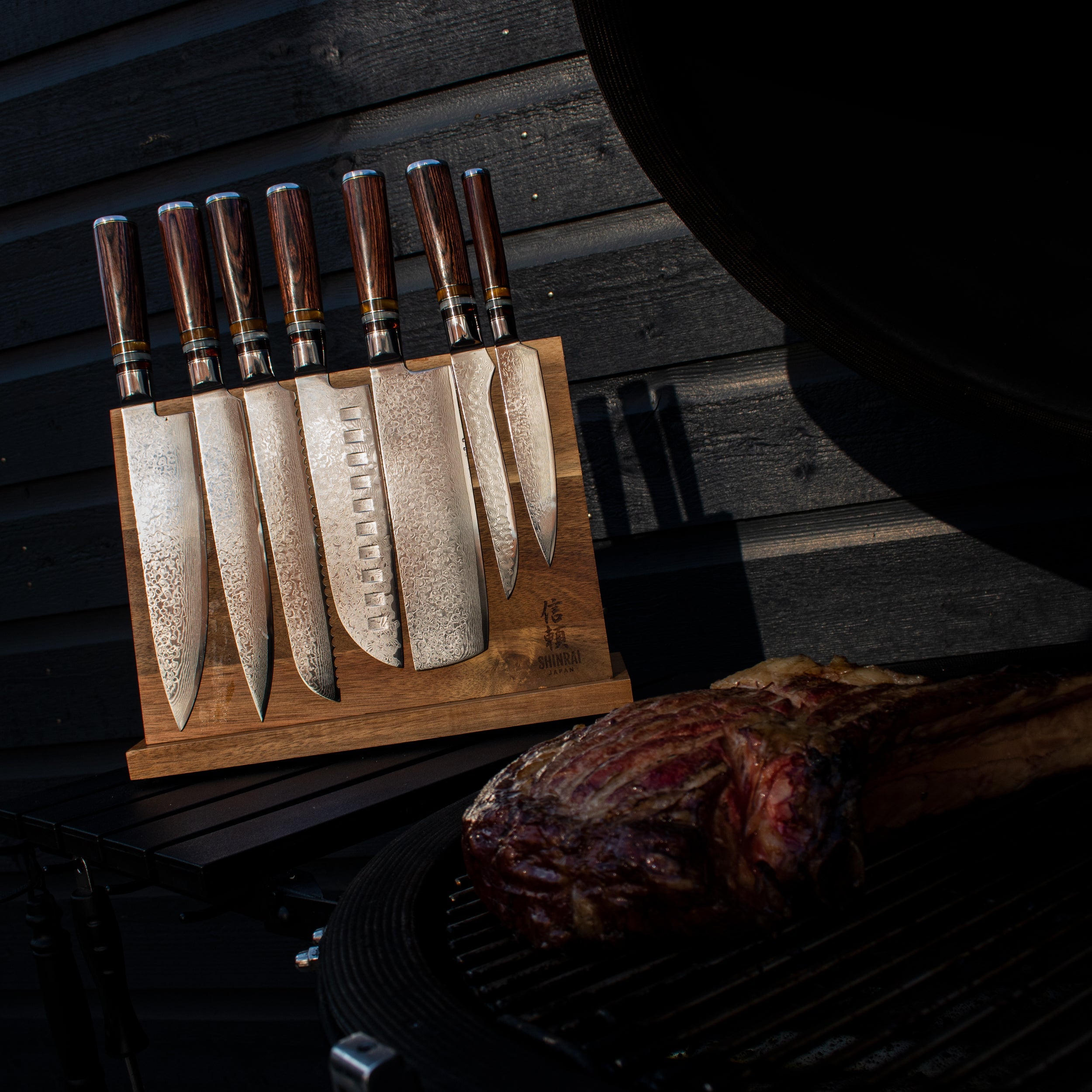 Micarta Jewels 7-Piece Damascus Knife Set