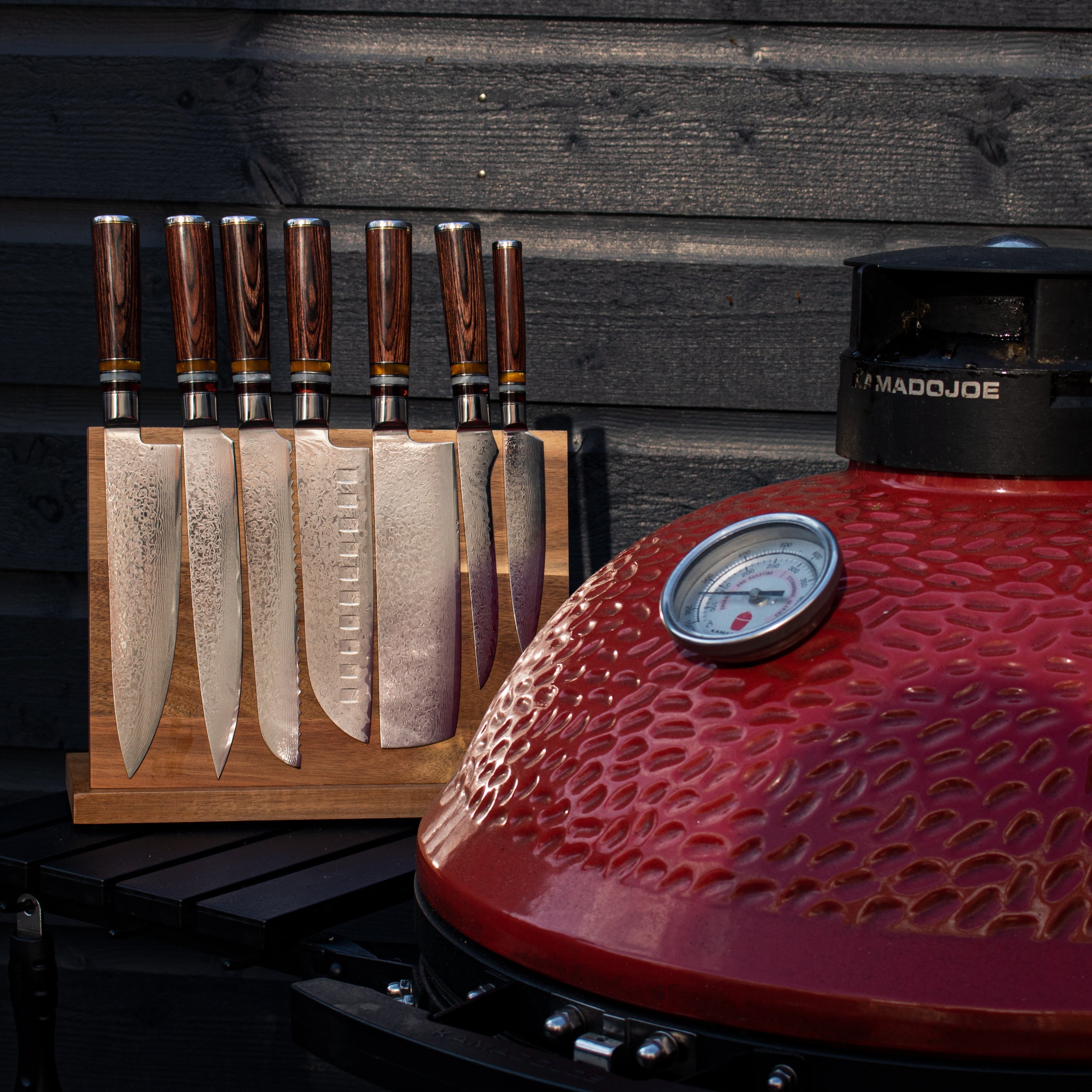 Micarta Jewels 7-Piece Damascus Knife Set