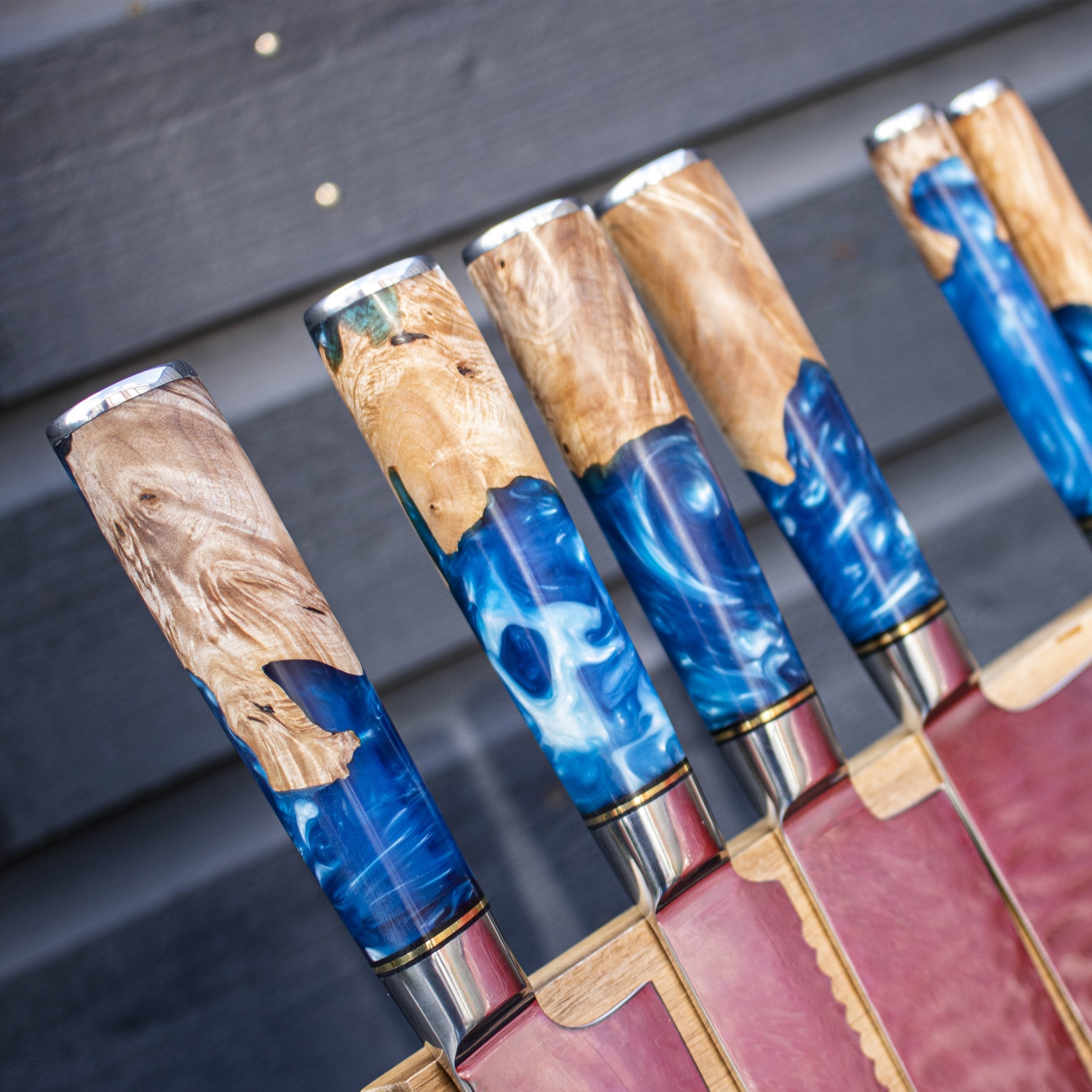 Epoxy Sapphire Damascus 6-Piece Knife Set