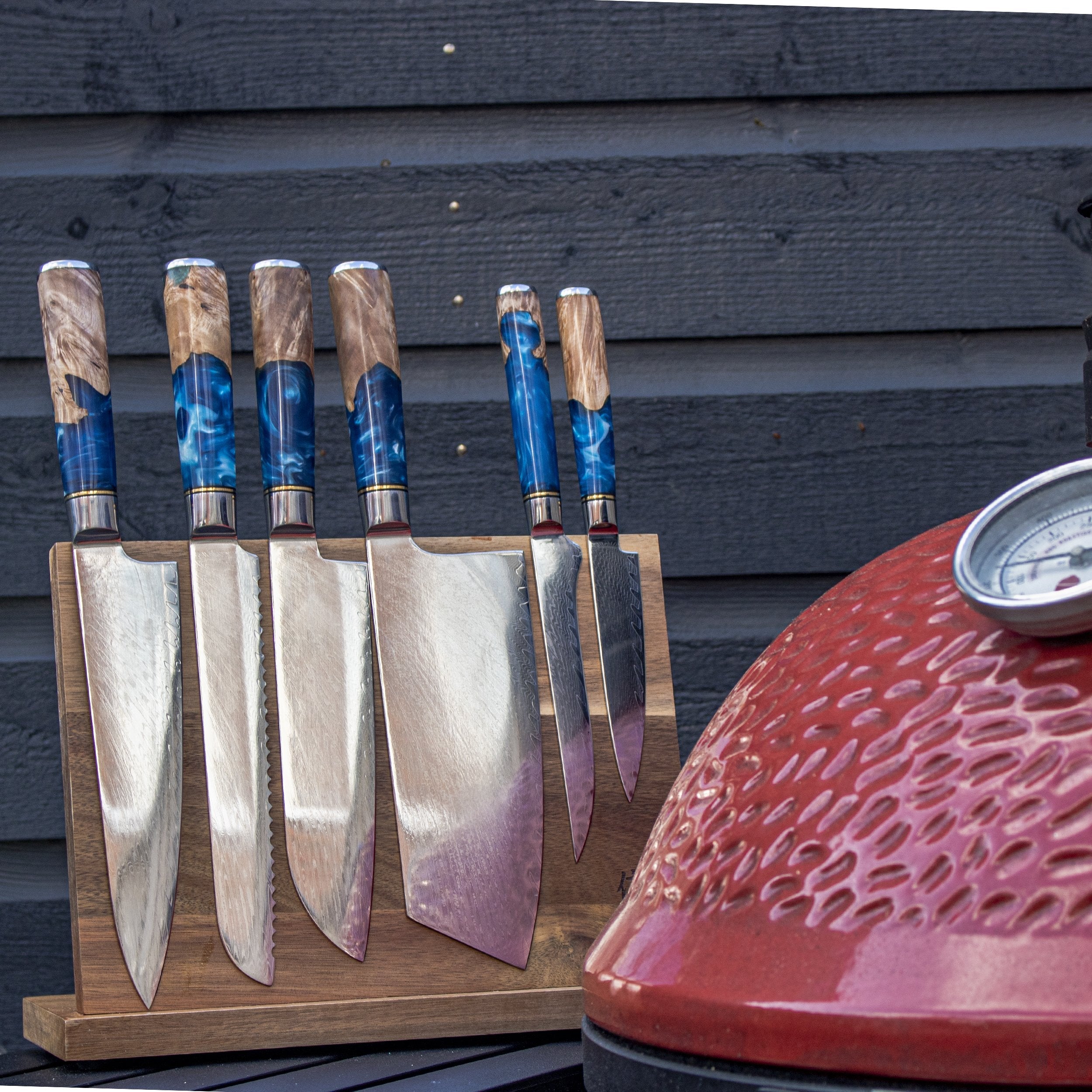 Epoxy Sapphire Damascus 6-Piece Knife Set