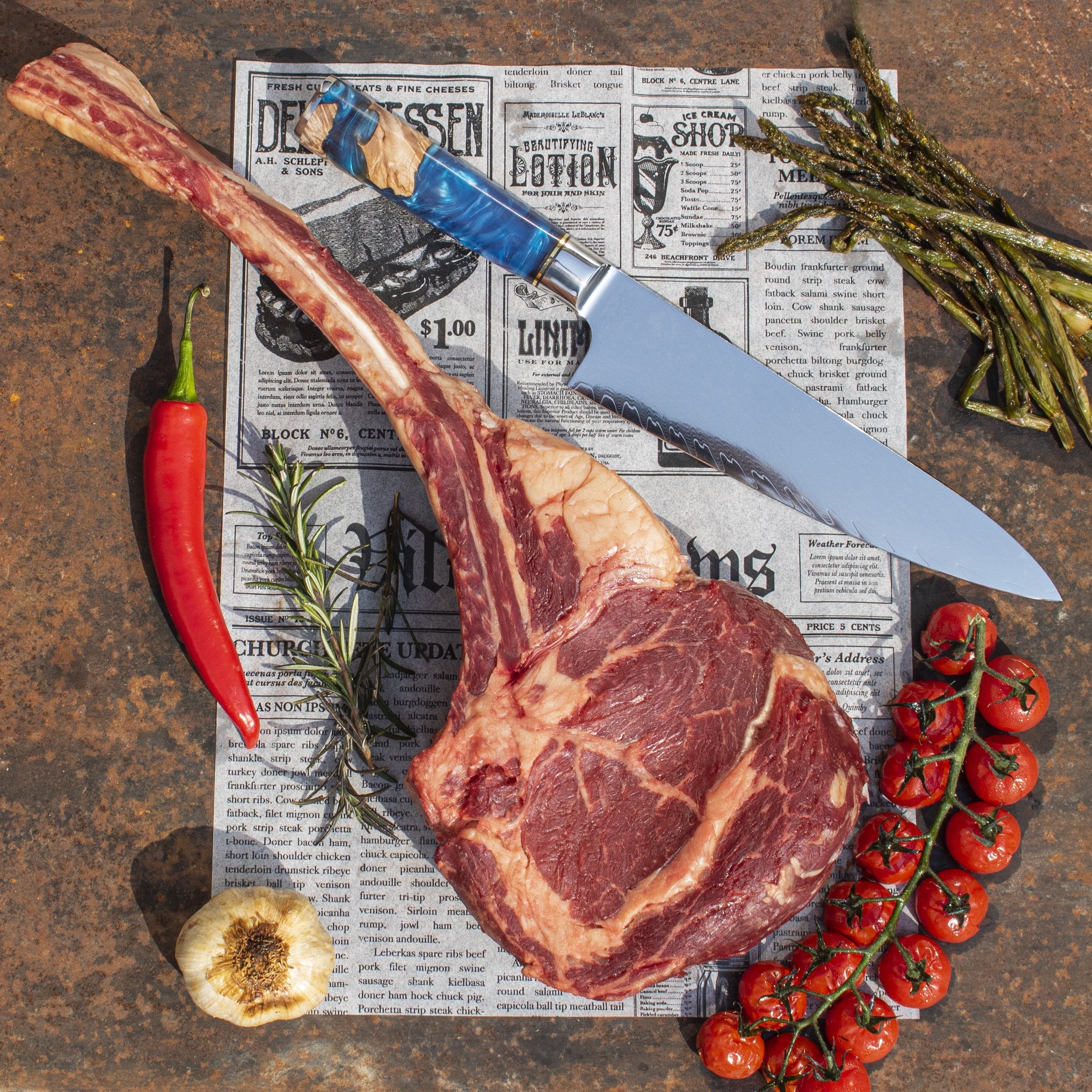 Epoxy Sapphire - Damascus Chef's Knife 20 cm