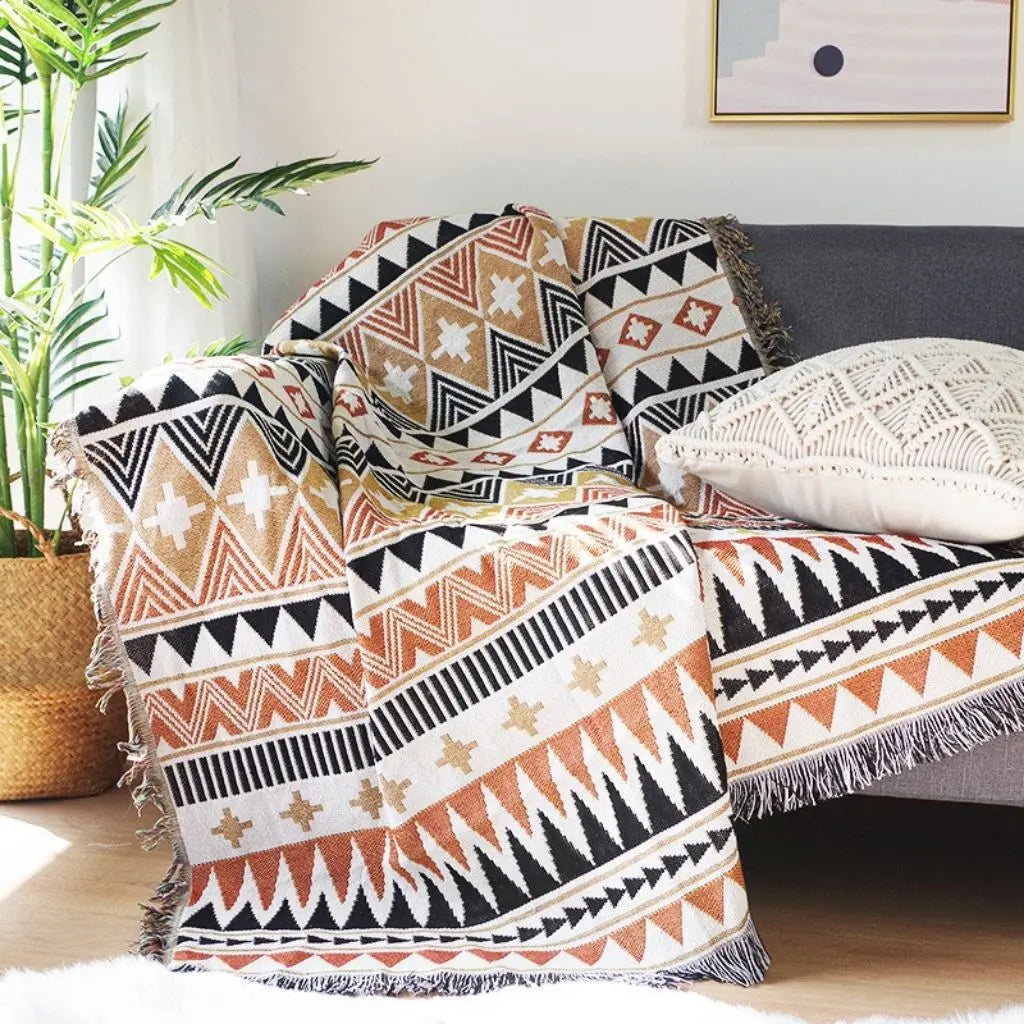 Zahara Boho Cotton Sofa Blanket