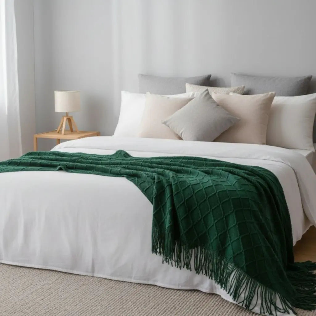 Elina Nordic Knit Tassel Cashmere Blanket