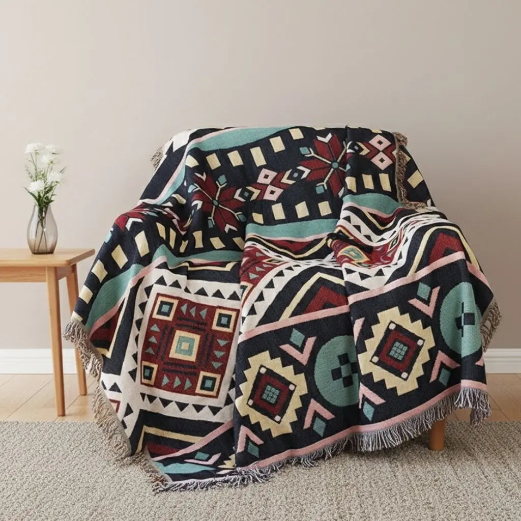Zahara Boho Cotton Sofa Blanket