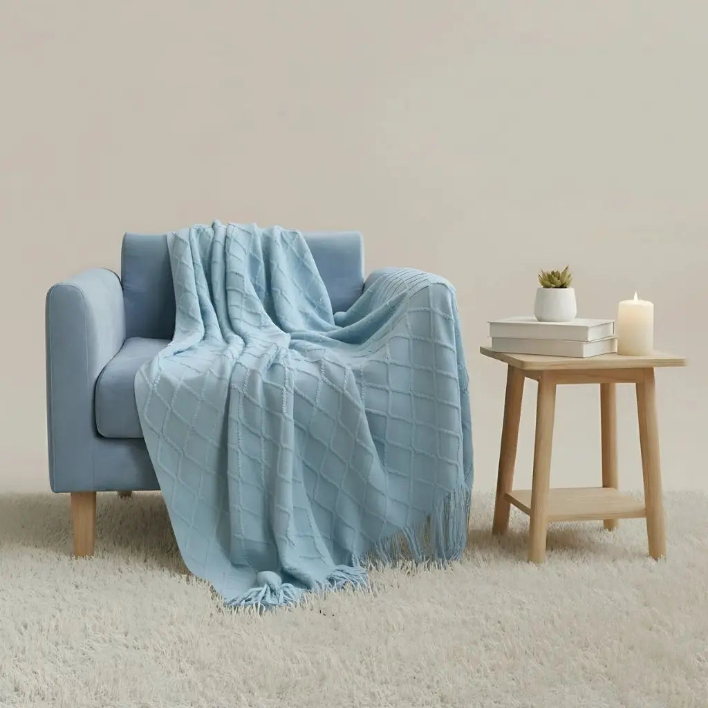 Elina Nordic Knit Tassel Cashmere Blanket